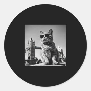 Britain Vacation And Cat Sightseeing In London Classic Round Sticker
