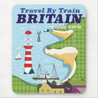 Britain vintage train vacation poster mouse pad