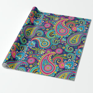 Brite Muti-colored Paisley Wrapping Paper