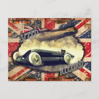 british 1900 race car aircraft postcard