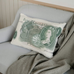 British 1970 £1 Note Cushion – Queen Elizabeth II