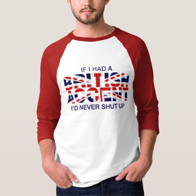 British accent sleeve raglan red white T-Shirt (Front)