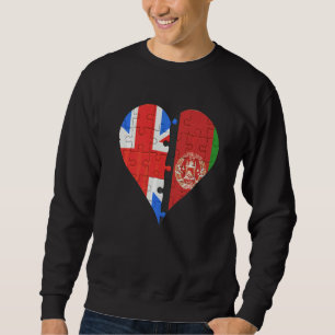 British Afghanistani Flag Heart Sweatshirt
