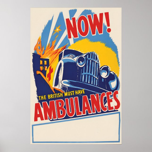 British Ambulance Poster Vintage War Propaganda (Front)