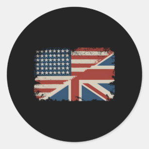 British American Flag Great Britain Union Jack Classic Round Sticker