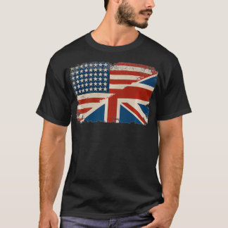 British American Flag Great Britain Union Jack Pre T-Shirt
