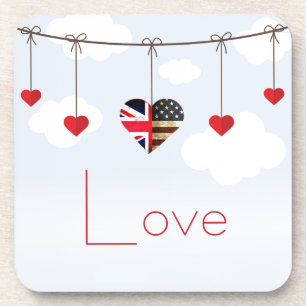 British American Love Hearts royal wedding Coaster