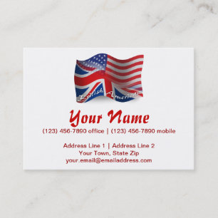British-American Waving Flag Business Card