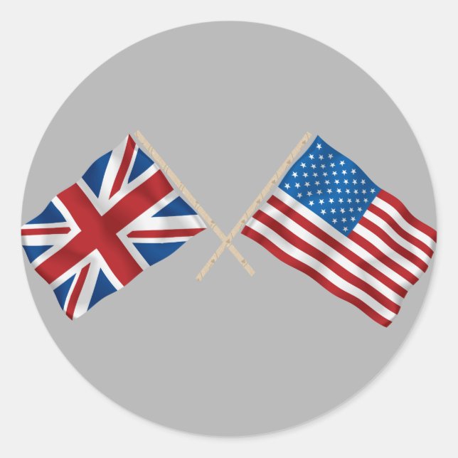 British and American Flag Classic Round Sticker (Front)