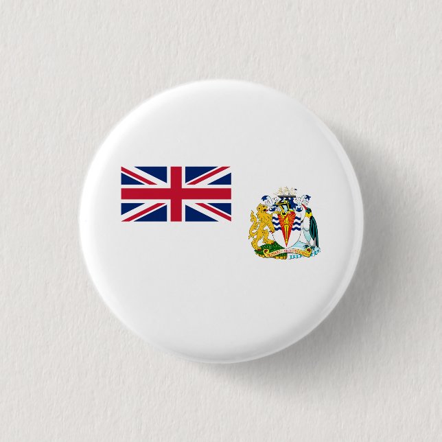 British Antarctic Territory Flag 3 Cm Round Badge (Front)