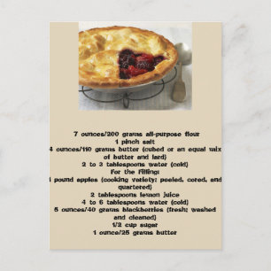 British Apple and Blackberry Pie Recipe Postcard