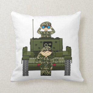 British Army Soldiers and Tank Pillow