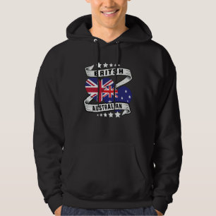 British Australian  British Australia flag and Uk  Hoodie
