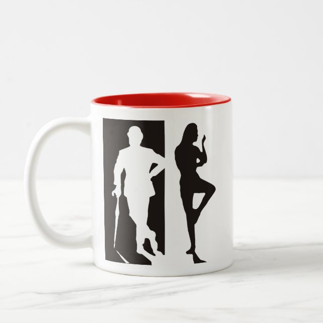 British Avengers black and white silhouette Two-Tone Coffee Mug (Left)