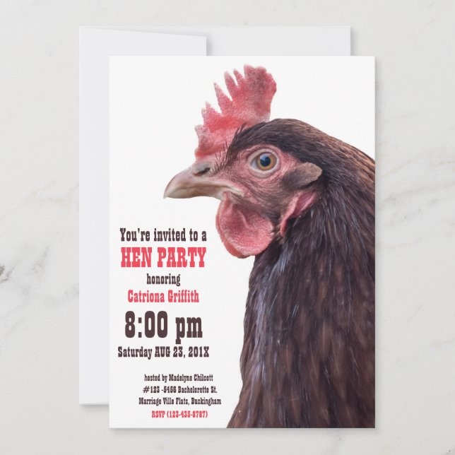 British Bachelorette Party Hen Night Invitation (Front)