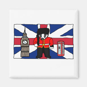 British Badger Big Ben Phone Booth Travel Cartoon Magnet