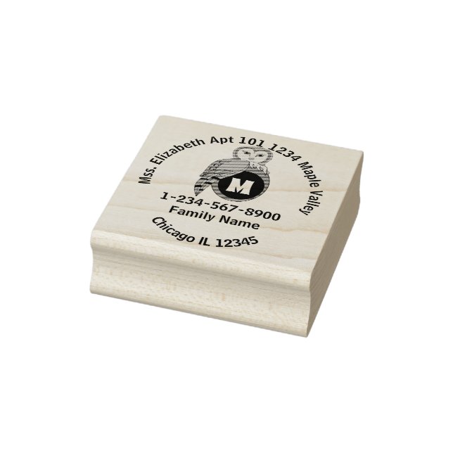 British Barn Owl Home Contact Information Rubber Stamp (Stamp)