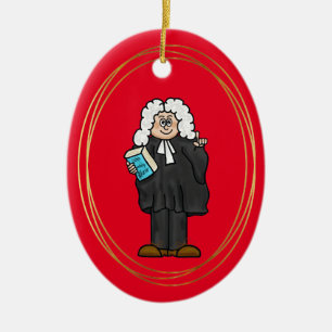 British Barrister with Wig Christmas Ornament