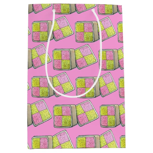 British Battenberg Marzipan Sponge Cake UK Food Medium Gift Bag (Front)