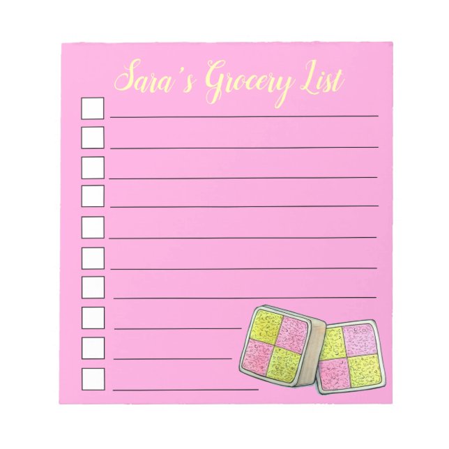 British Battenberg Marzipan Sponge Cake UK Food Notepad (Front)