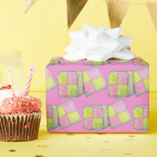 British Battenberg Marzipan Sponge Cake UK Food Wrapping Paper