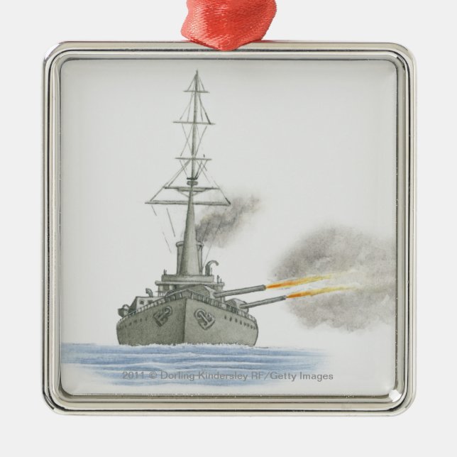 British battle cruiser metal tree decoration (Front)
