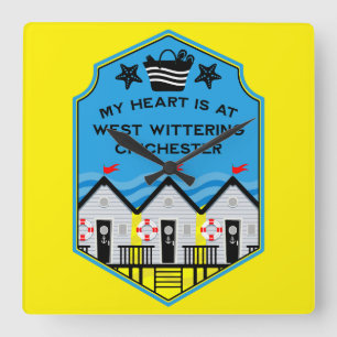 British Beach Hut Gifts And Decor Square Wall Clock