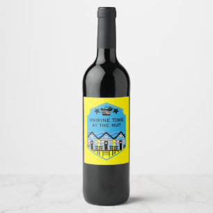 British Beach Hut Gifts And Decor Wine Label