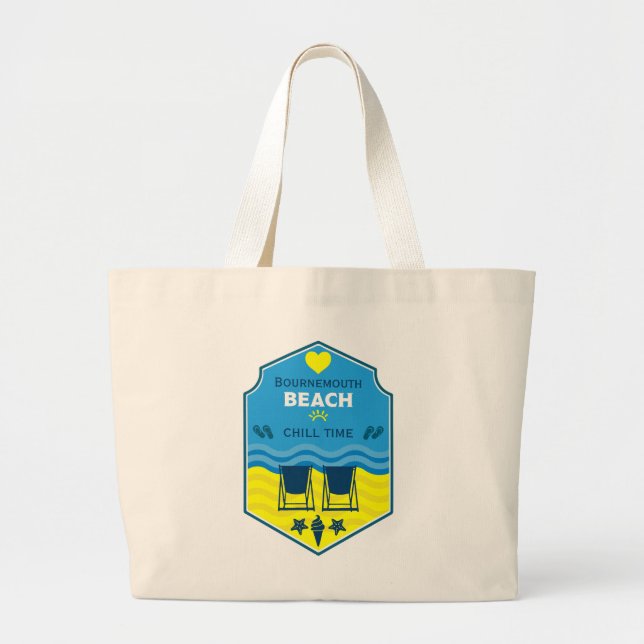 British Beach-Themed Gift  Large Tote Bag (Front)
