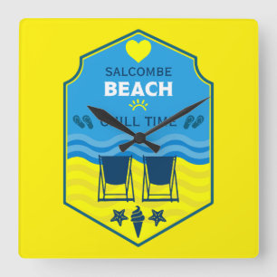 British Beach-Themed Gift  Square Wall Clock
