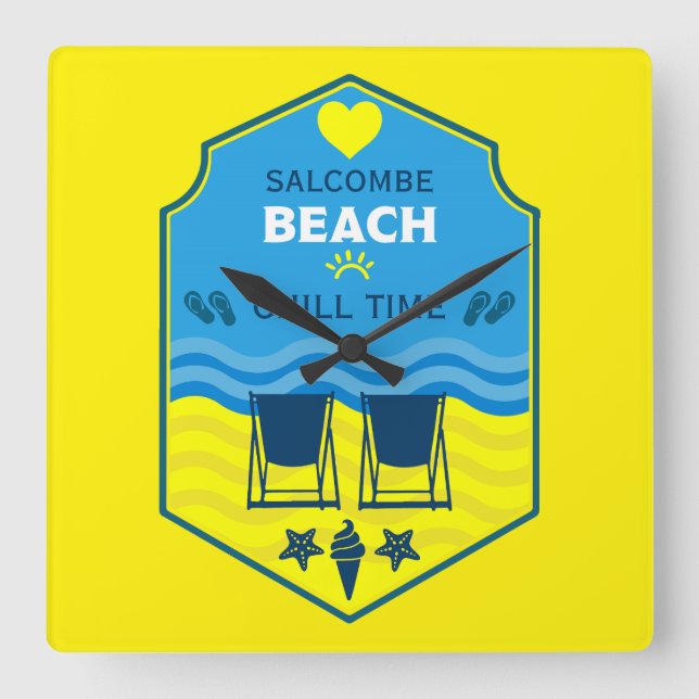British Beach-Themed Gift  Square Wall Clock (Front)