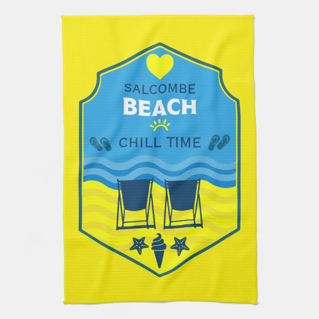 British Beach-Themed Gift  Tea Towel (Vertical)