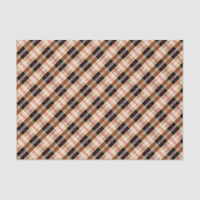 British black and tan plaid tissue paper (Front)