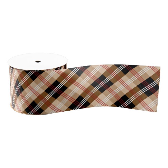 British black and tan tartan grosgrain ribbon (Spool)