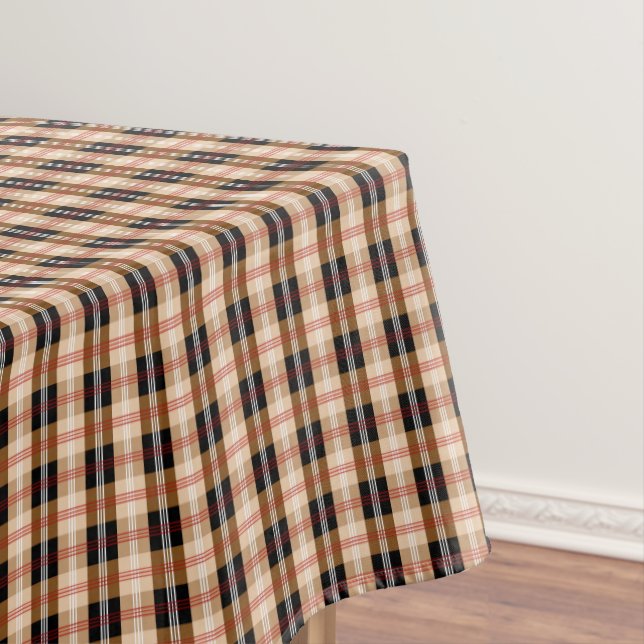British black and tan tartan plaid tablecloth (In Situ)