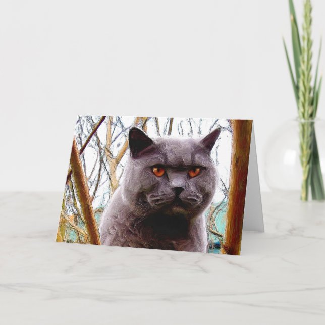 British Blue Cat greeting card (Front)