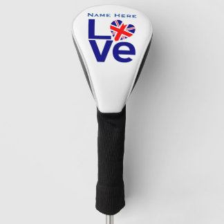 British Blue LOVE Personalised Name Golf Head Cover