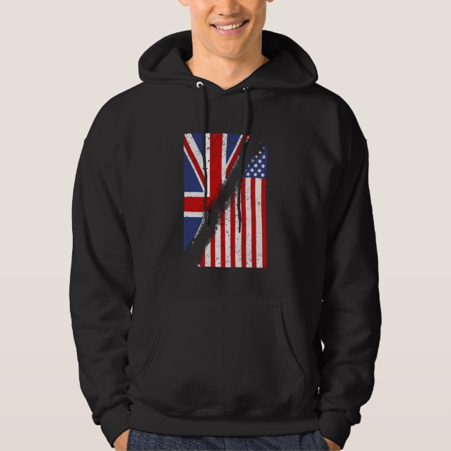 British Born American Roots UK America Proud USA H Hoodie (Front)