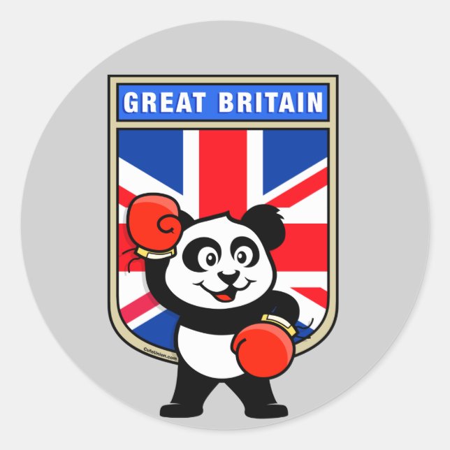 British Boxing Panda Classic Round Sticker (Front)