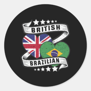 British Brazilian Flag Half British Half Brazilian Classic Round Sticker