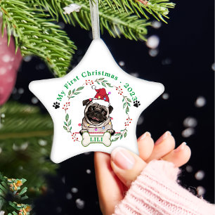 British Bull Dog Personalised Christmas Gift Ceramic Ornament