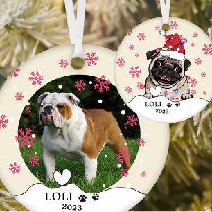 British Bull Dog Personalized Hand Drawing Ceramic Ornament