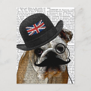 British Bulldog and Bowler Hat Postcard