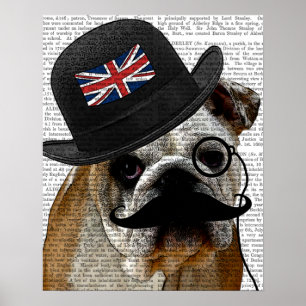 British Bulldog and Bowler Hat Poster