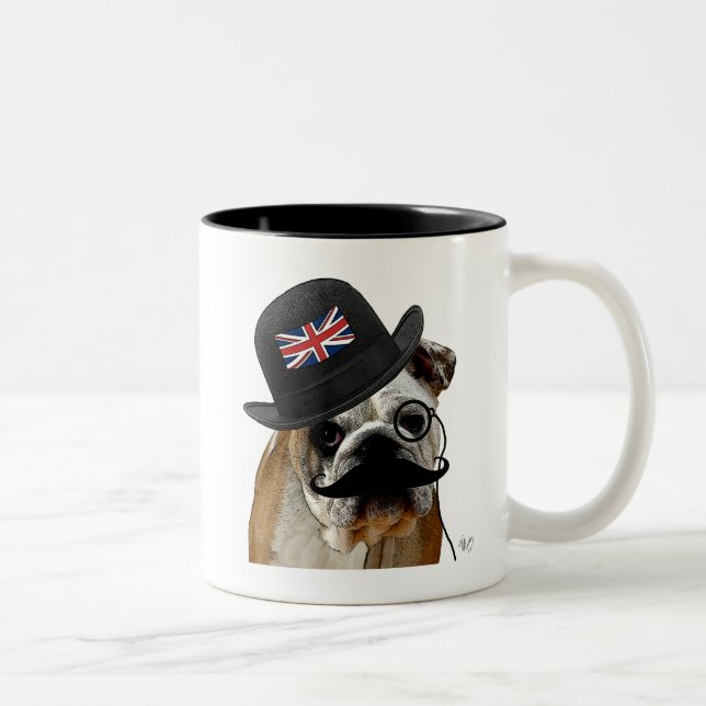 British Bulldog and Bowler Hat Two-Tone Coffee Mug (Right)