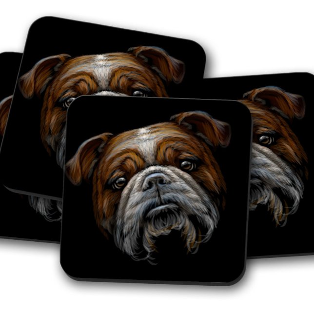 British Bulldog Animal Portrait | Charming Bulldog Coaster (Creator Uploaded)
