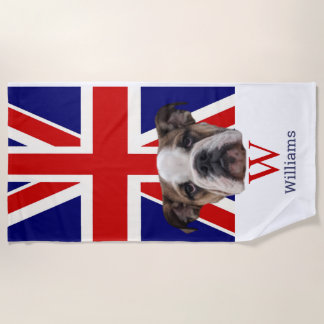 BRITISH BULLDOG Monogram   Beach Towel
