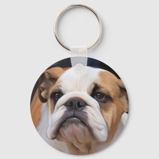 British Bulldog puppy Key Ring (Front)