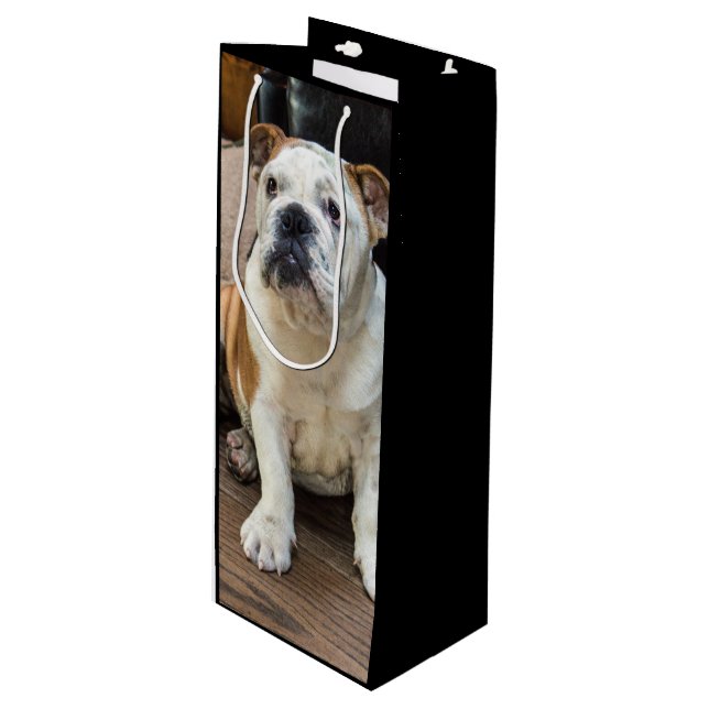 British Bulldog puppy Wine Gift Bag (Front Angled)