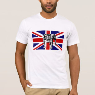 British Bulldog Union Jack UK flag bull dog T-Shirt
